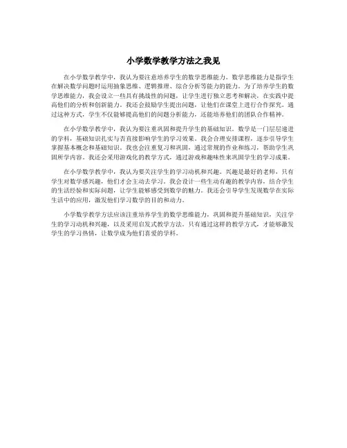 小学数学教学方法之我见
