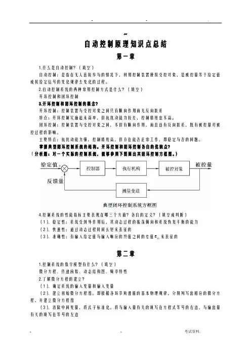 自动控制原理知识点总结