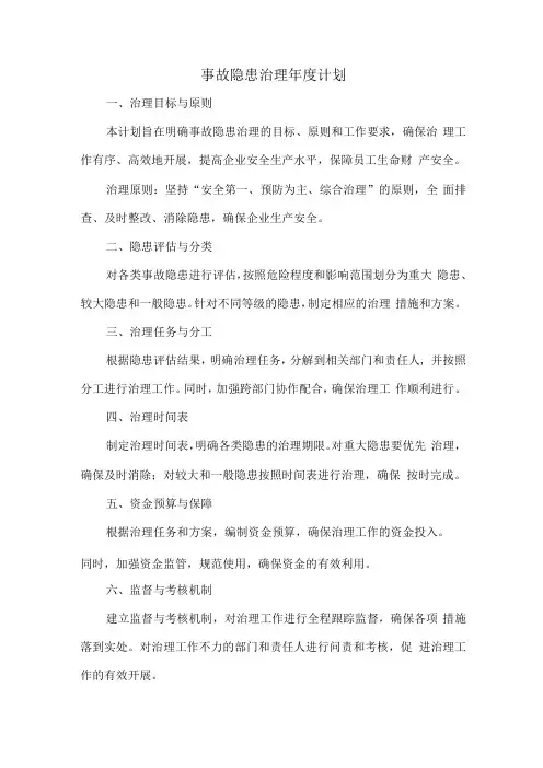 事故隐患治理年度计划