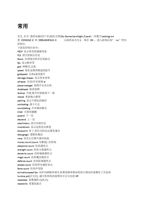 火炬之光控制台命令
