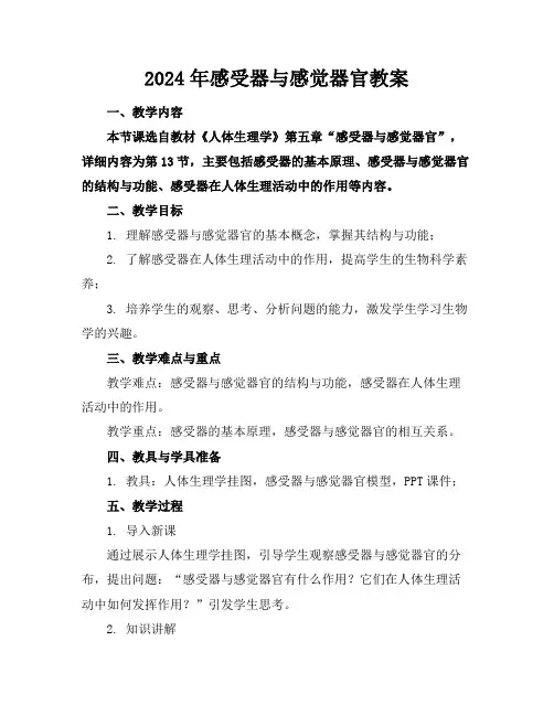 2024年感受器与感觉器官教案