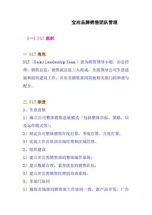 宝洁品牌销售团队管理