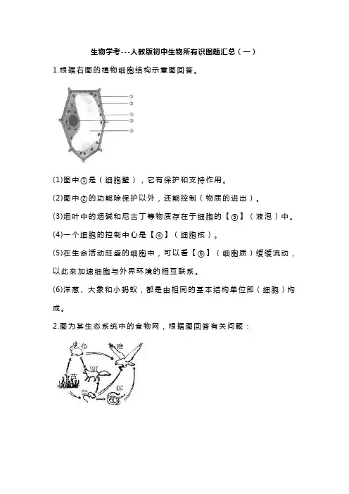 生物学考---人教版初中生物所有识图题汇总(一)