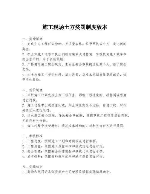 施工现场土方奖罚制度版本