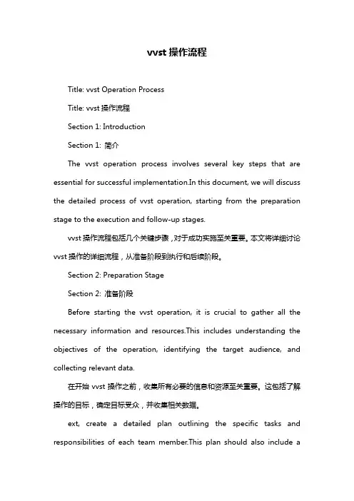 vvst操作流程