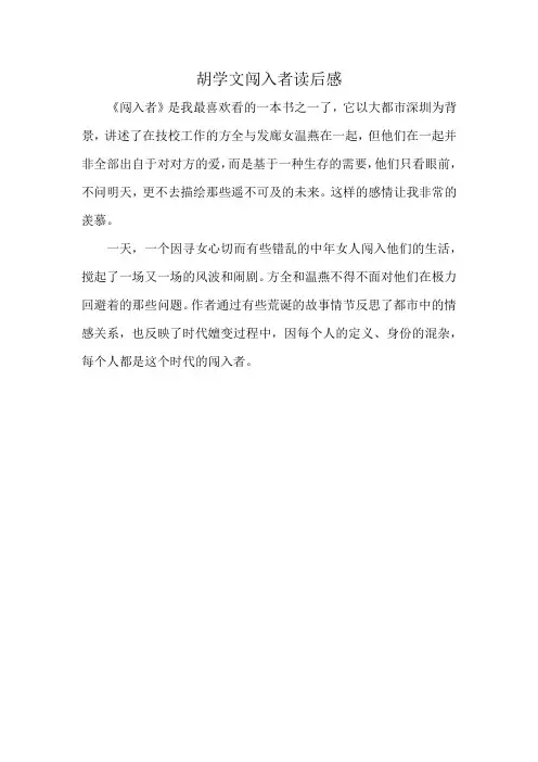 胡学文闯入者读后感