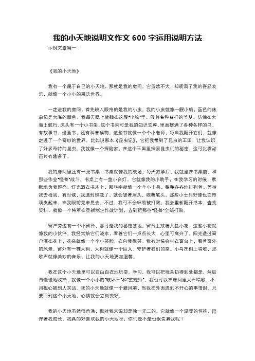 我的小天地说明文作文600字运用说明方法