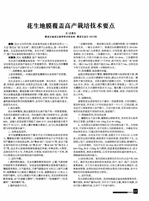 花生地膜覆盖高产栽培技术要点