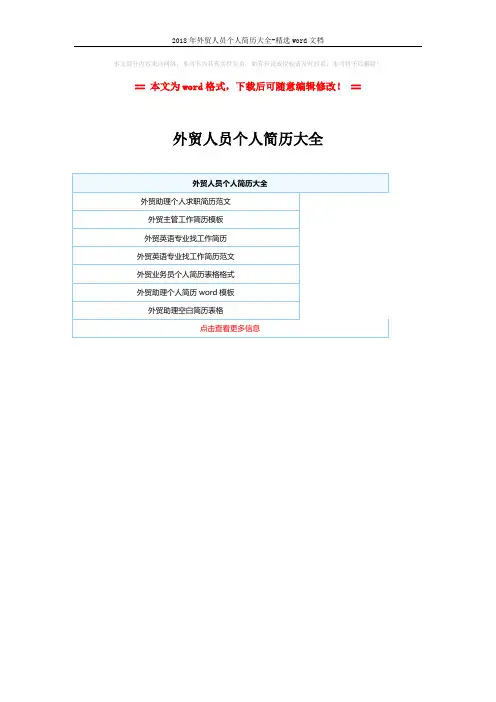 2018年外贸人员个人简历大全-精选word文档 (1页)