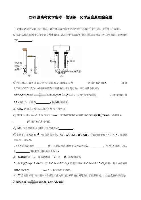 2023届高考化学备考一轮训练—化学反应原理综合题