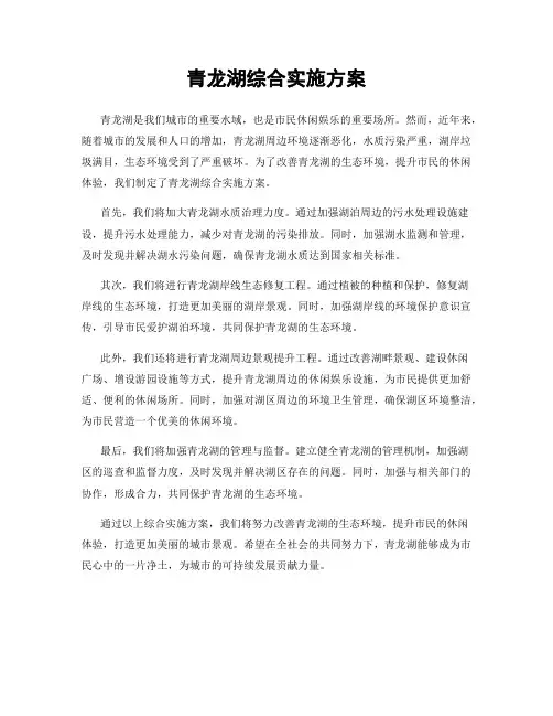 青龙湖综合实施方案