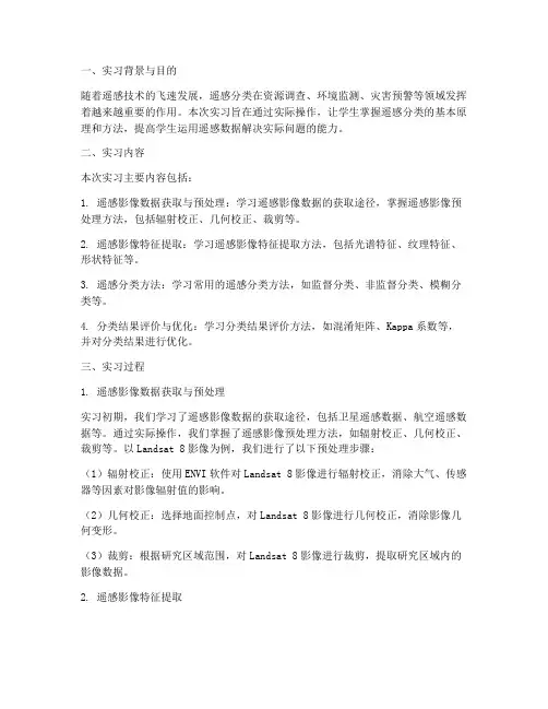 遥感分类的实习报告