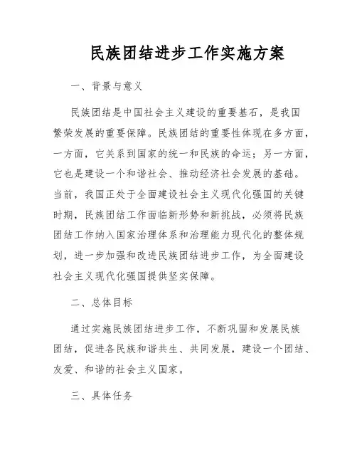 民族团结进步工作实施方案
