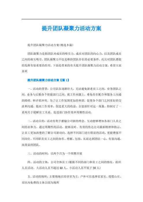 提升团队凝聚力活动方案