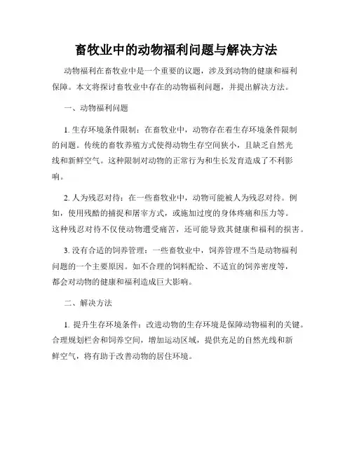 畜牧业中的动物福利问题与解决方法