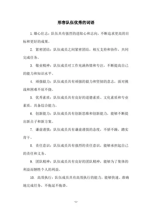 形容队伍优秀的词语