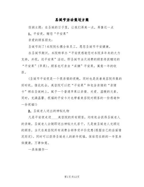 圣诞节活动策划方案（六篇）