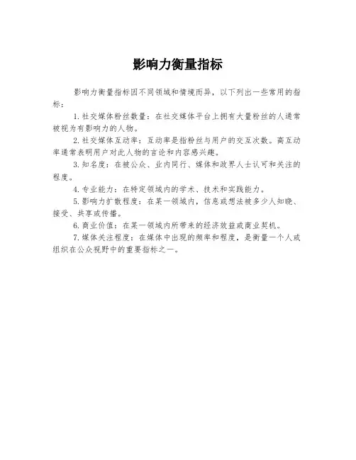 影响力衡量指标