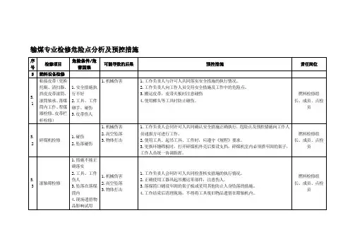 输煤专业检修危险点分析及预控措施