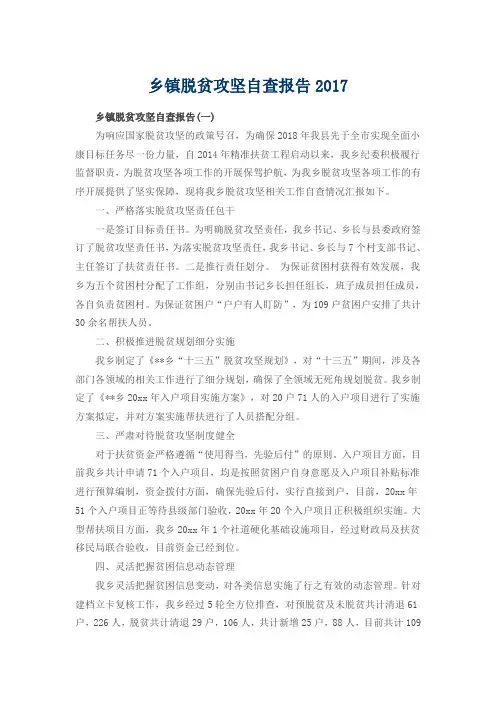 乡镇脱贫攻坚自查报告2017
