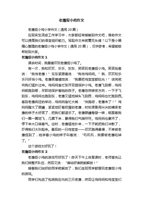 老鹰捉小鸡小学作文（通用20篇）