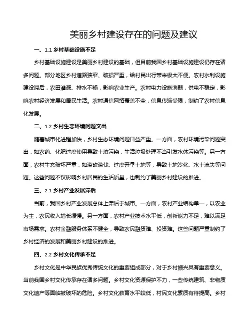 美丽乡村建设存在的问题及建议