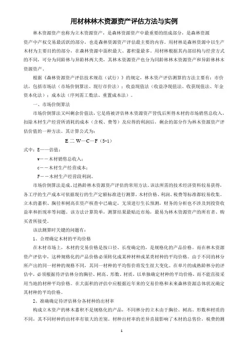 用材林林木资源资产评估方法与实例