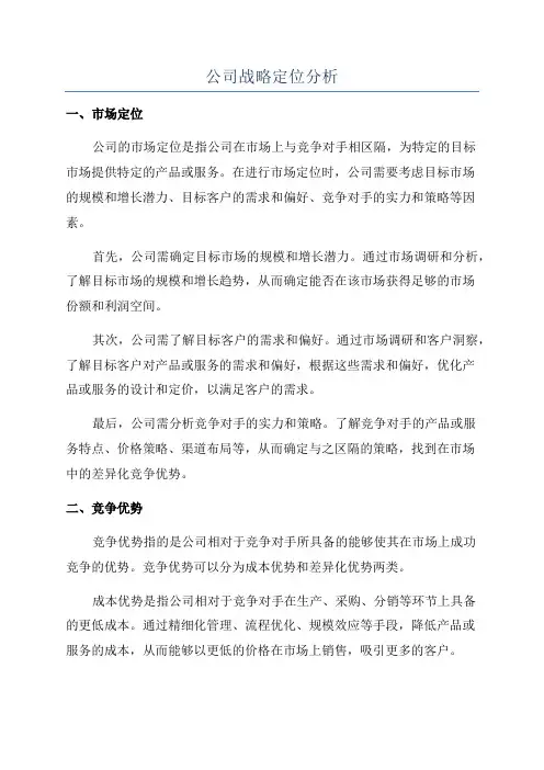 公司战略定位分析