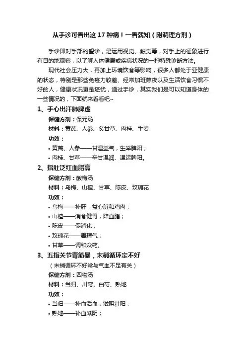 从手诊可看出这17种病！一看就知（附调理方剂）