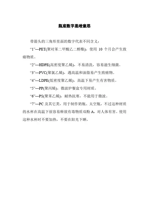 瓶底数字是啥意思