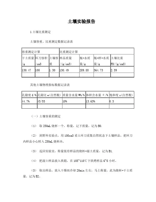 土壤学实验报告