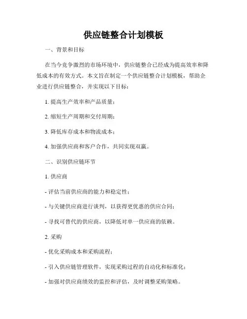 供应链整合计划模板