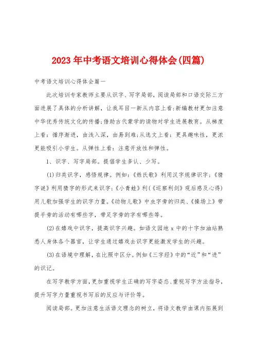 2023年中考语文培训心得体会(四篇)