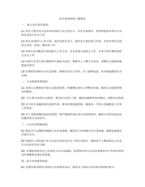 防火规章制度上墙要求