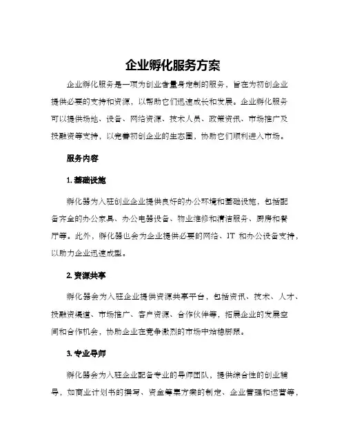企业孵化服务方案