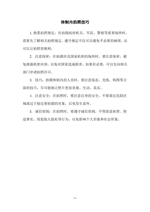 体制内拍照技巧