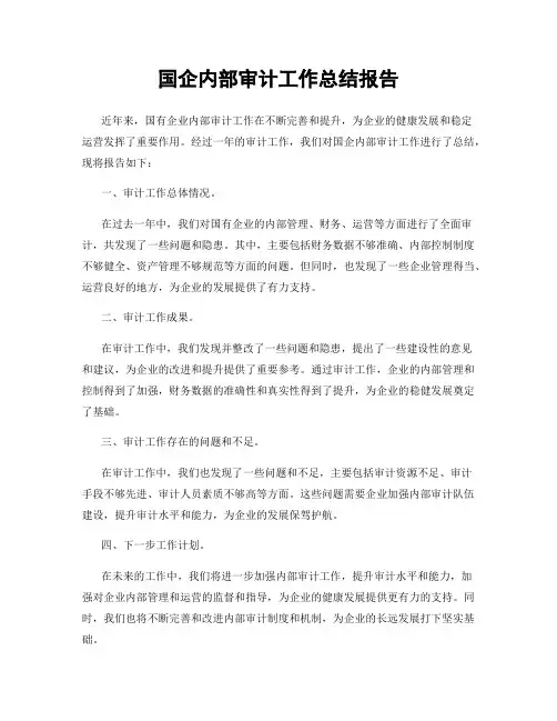 国企内部审计工作总结报告
