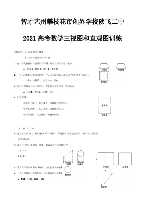 高考数学 三视图和直观图训练 试题