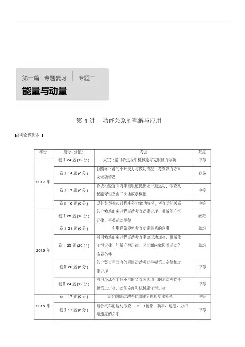 2019届高考二轮复习资料物理专题二第1讲