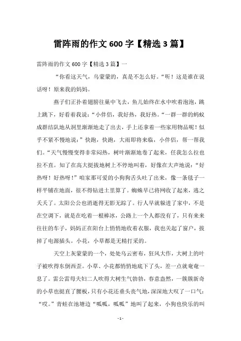 雷阵雨的作文600字【3篇】