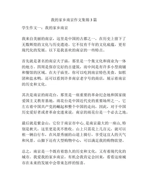 我的家乡南京作文集锦3篇