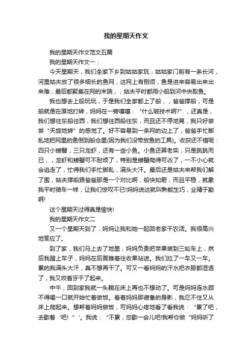 我的星期天作文范文五篇