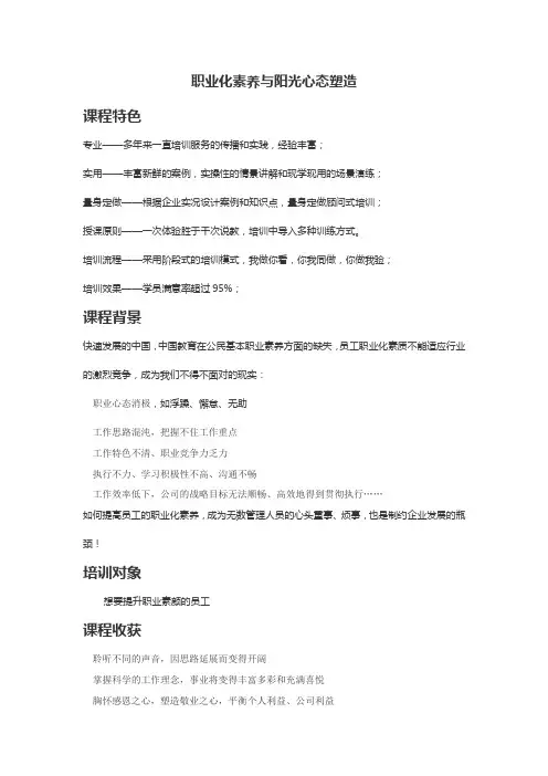王波讲师-职业化素养与阳光心态塑造(汇师经纪)