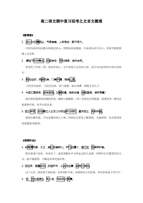 高二语文复习之必修五文言文重点句子翻译
