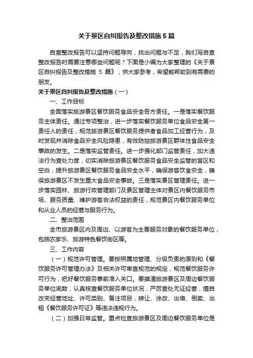 关于景区自纠报告及整改措施5篇