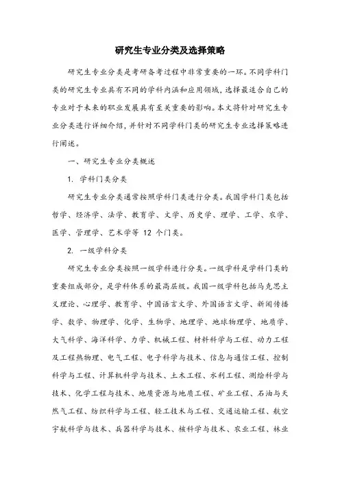 研究生专业分类表