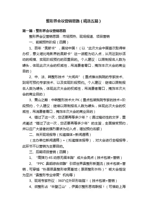 整形界会议营销思路（精选五篇）