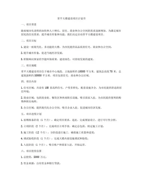 常平大楼建设项目计划书