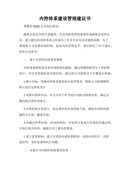 内控体系建设管理建议书