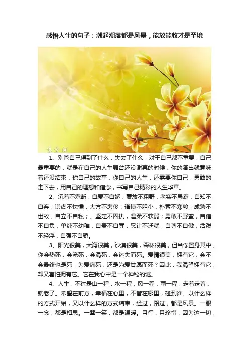 感悟人生的句子：潮起潮落都是风景，能放能收才是至境
